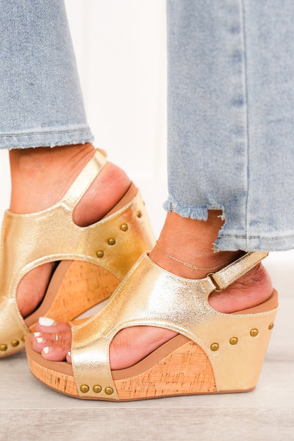 Corky's Tiffanee Textured Metallic Wedge Heel Sandal