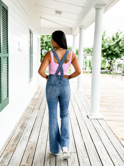 Judy Blue High Rise Control Top Non Distressed Flare Overall