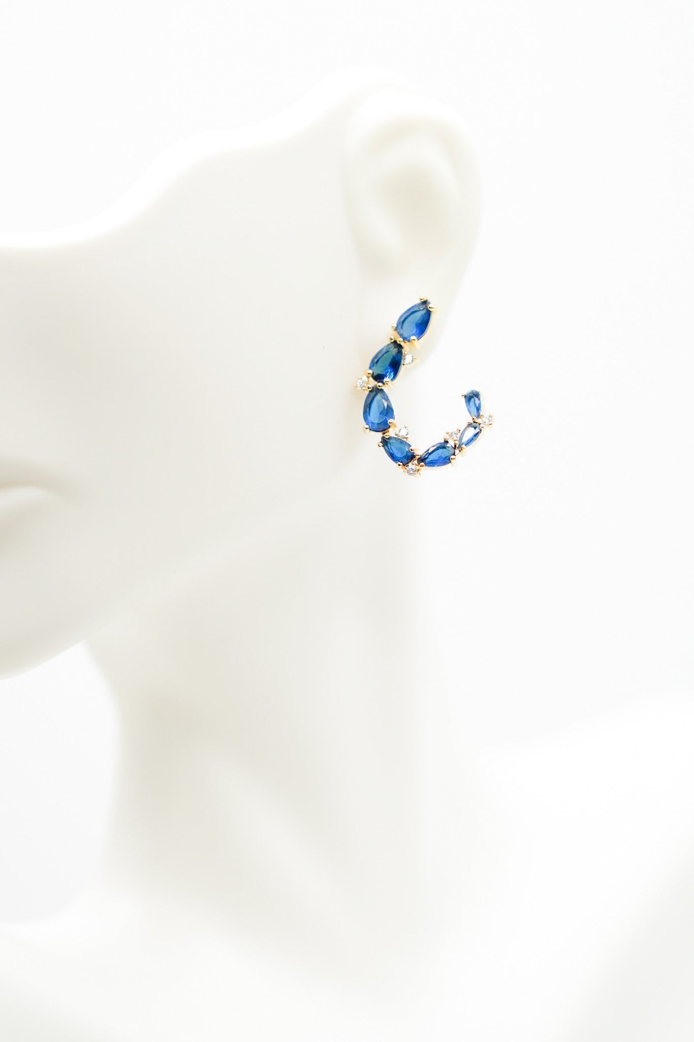 Love, Poppy Montana Blue Crystal Paved Curl Earring (Multiple Colors)