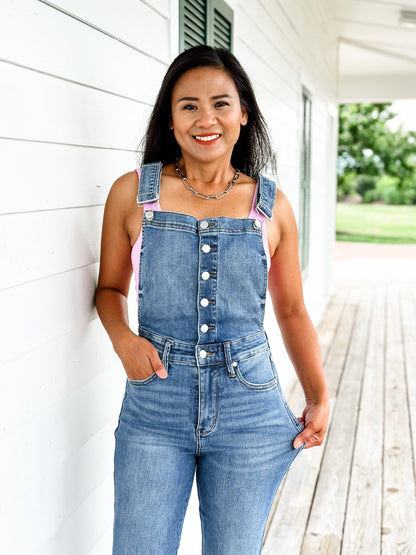 Judy Blue High Rise Control Top Non Distressed Flare Overall