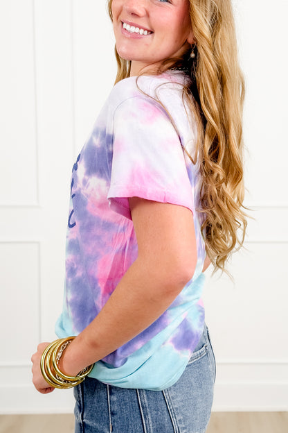 Plus/Reg Short Sleeve Tie Dye "Be Happy" Graphic Tee