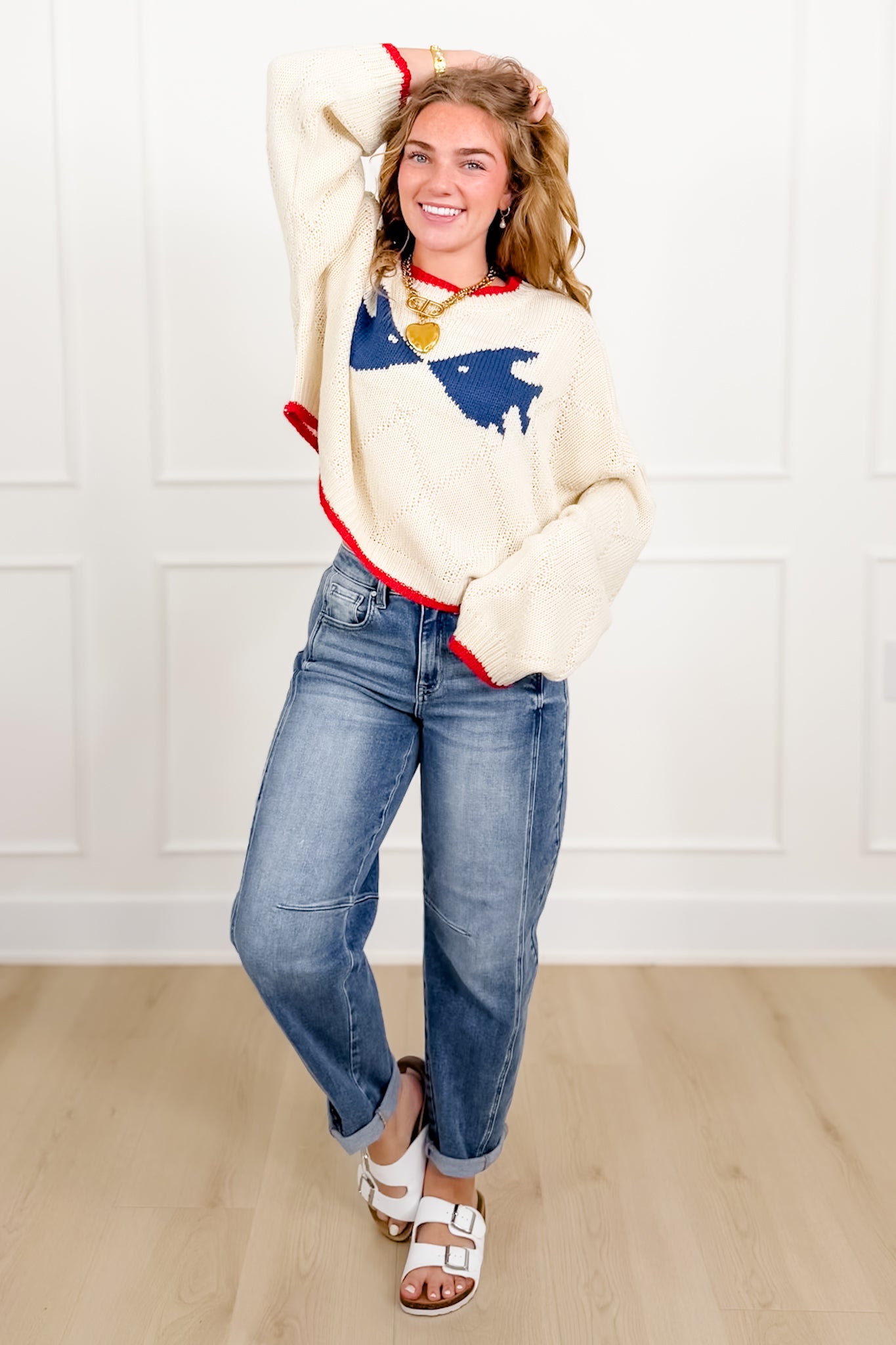 Long Sleeve Kissing Fish Knit Sweater