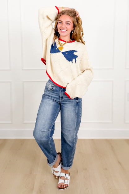Long Sleeve Kissing Fish Knit Sweater