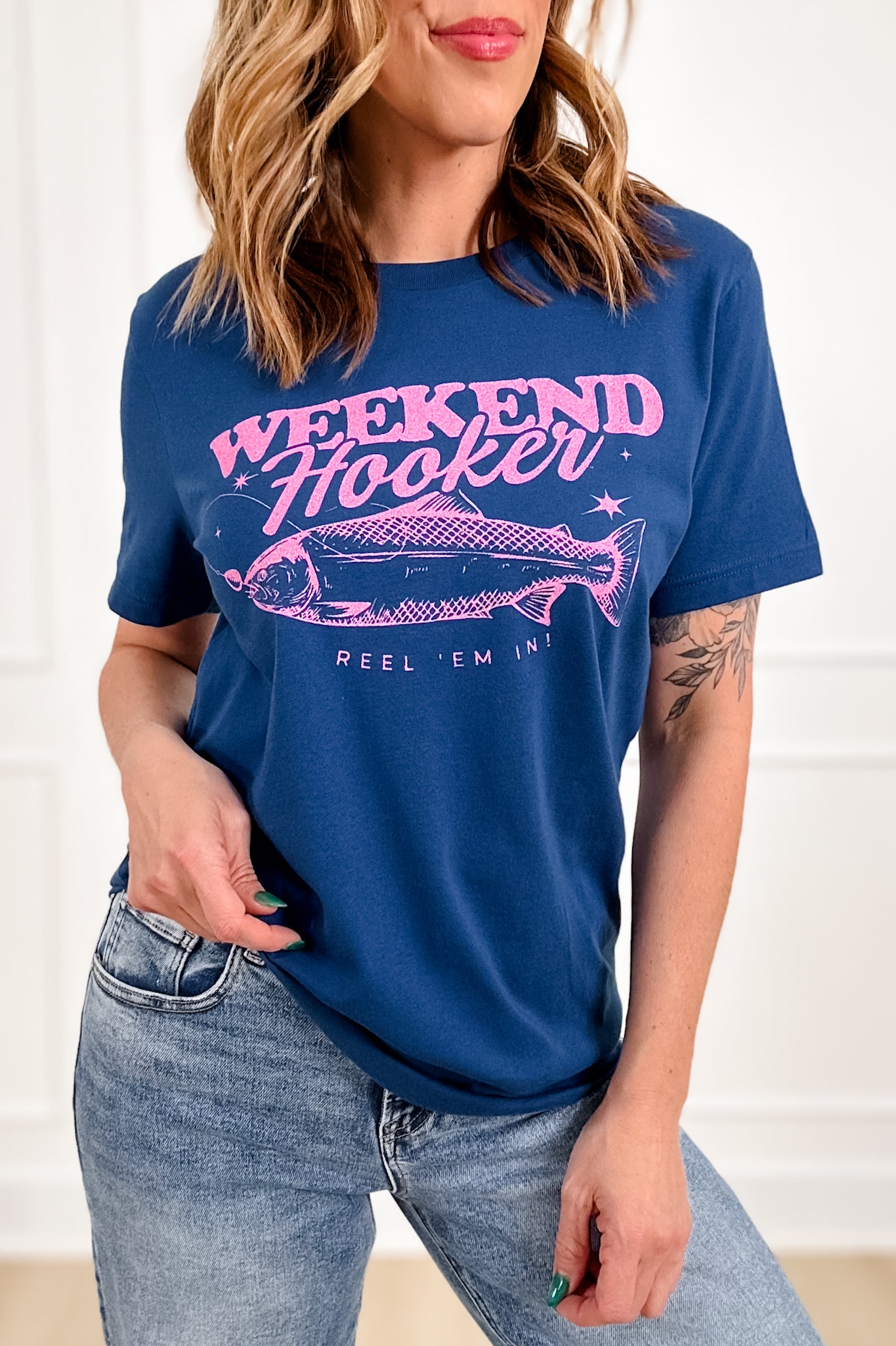 Plus/Reg Short Sleeve Royal Blue "Weekend Hooker" Graphic Tee