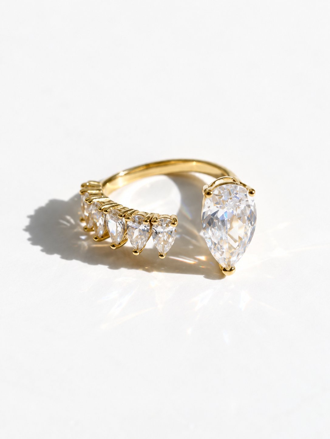 The Margot Asymmetrical Pear Cut Adjustable Ring