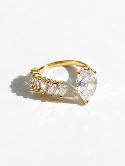 The Margot Asymmetrical Pear Cut Adjustable Ring