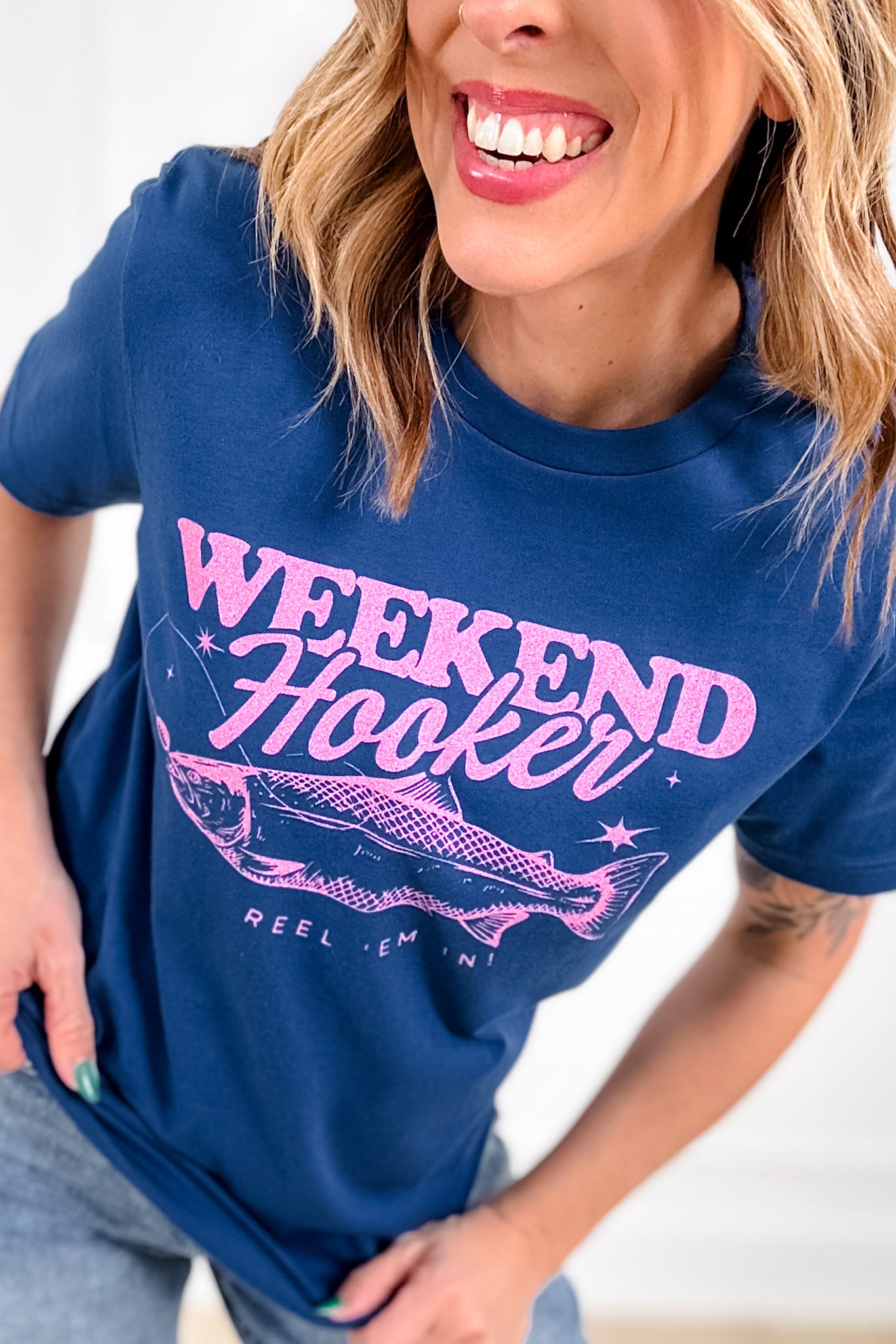 Plus/Reg Short Sleeve Royal Blue "Weekend Hooker" Graphic Tee