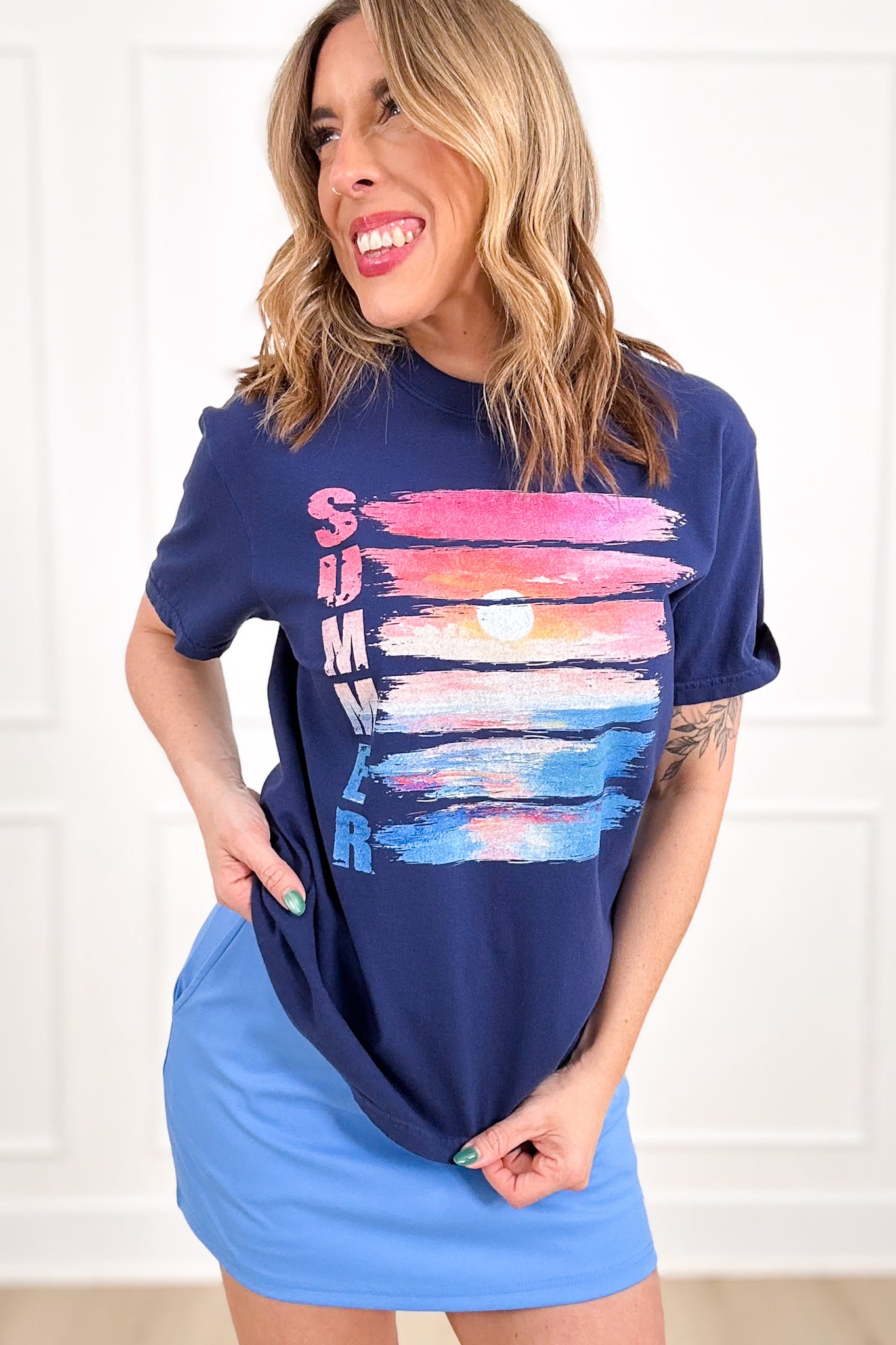 Plus/Reg Short Sleeve "Summer" Graphic Tee
