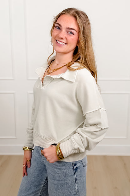 Mineral Wash Long Sleeve V Neck Sweatshirt