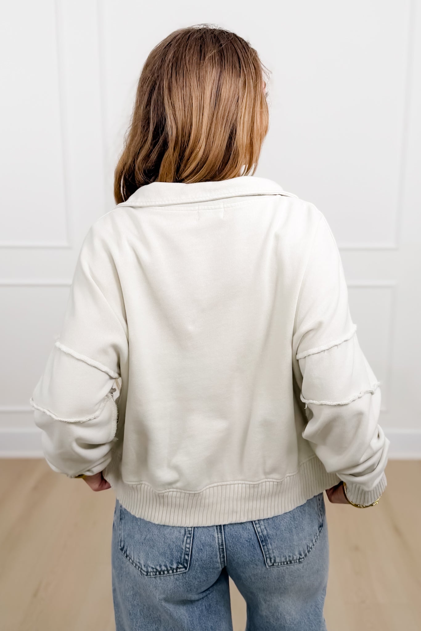 Mineral Wash Long Sleeve V Neck Sweatshirt