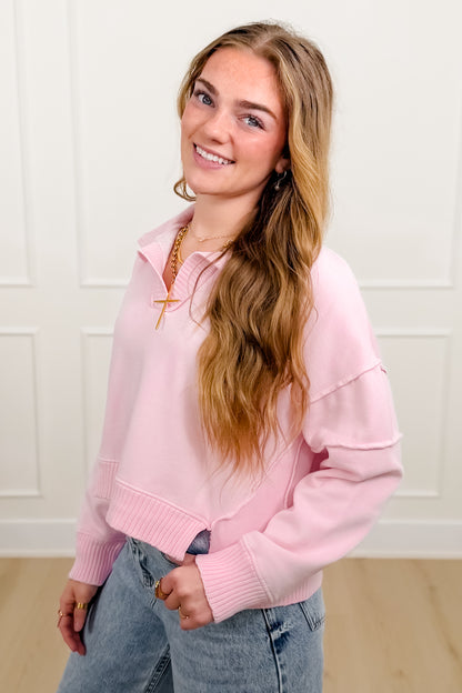 Mineral Wash Long Sleeve V Neck Sweatshirt