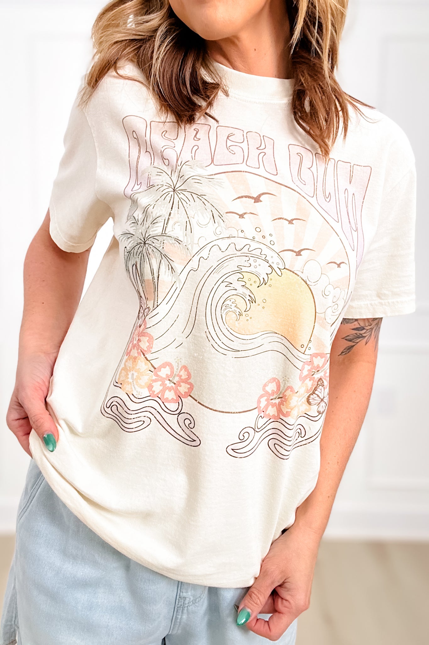 Plus/Reg Short Sleeve "Beach Bum Sunset" Graphic Tee