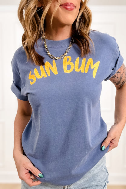 Plus/Reg Short Sleeve Denim Blue "Sun Bum" Graphic Tee