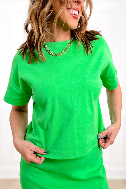 Solid Short Sleeve Top and Midi Skirt Set