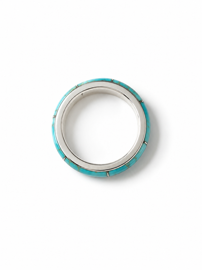 BOHO SOL Silver Turquoise Inlaid Stacker Ring