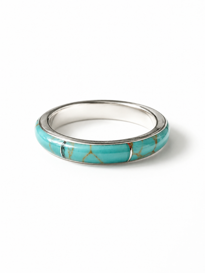BOHO SOL Silver Turquoise Inlaid Stacker Ring