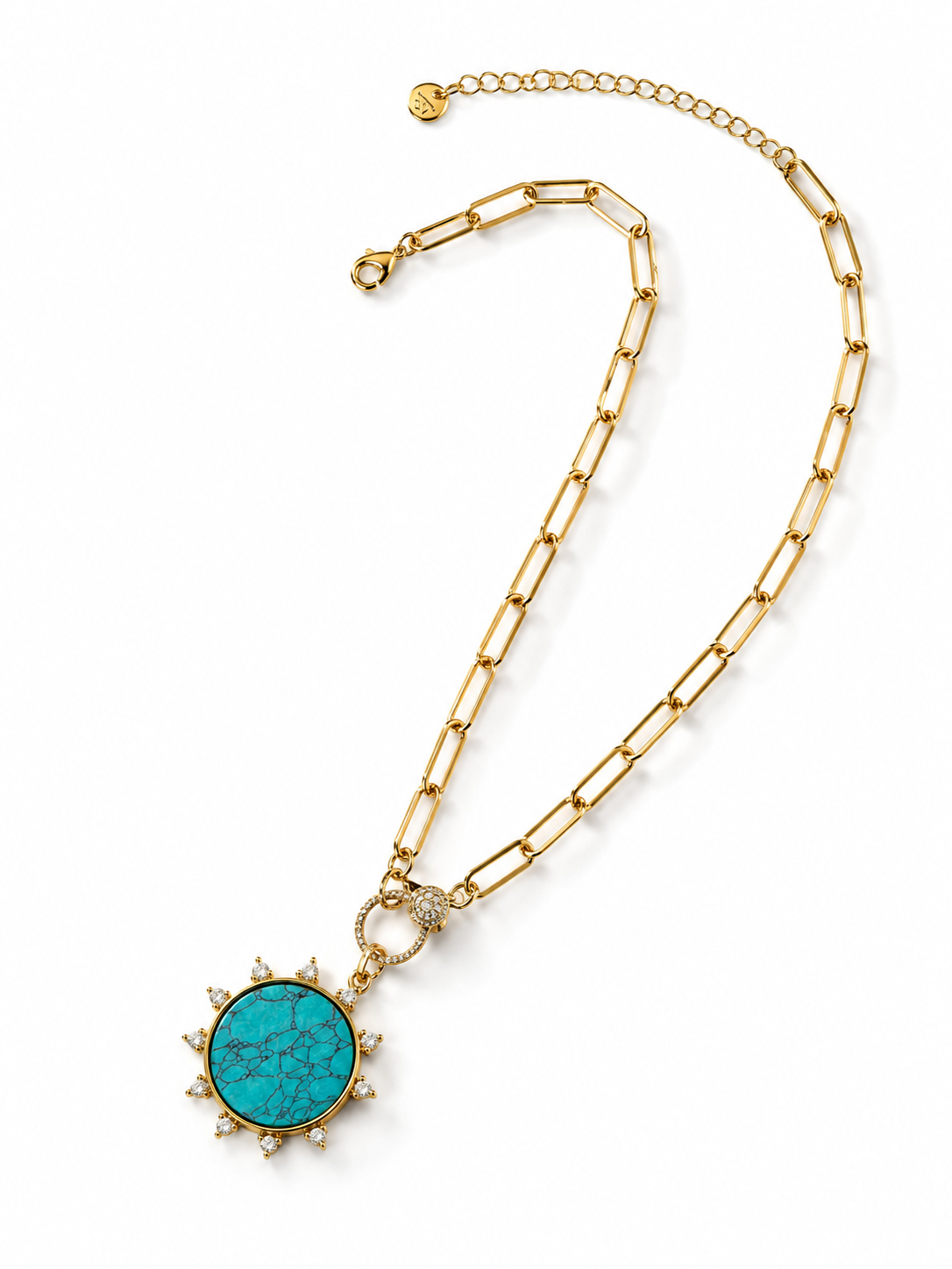 Treasure Jewels Solar Turquoise Pendant Necklace