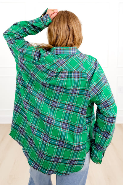 Plaid Long Sleeve Button Down Top