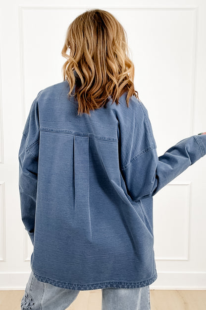 Medium Wash Long Sleeve Button Down Shacket