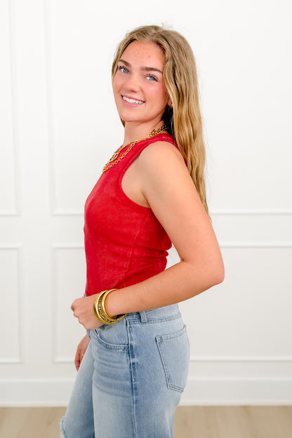 Acid Wash Ribbed Sleeveless Tank Top
