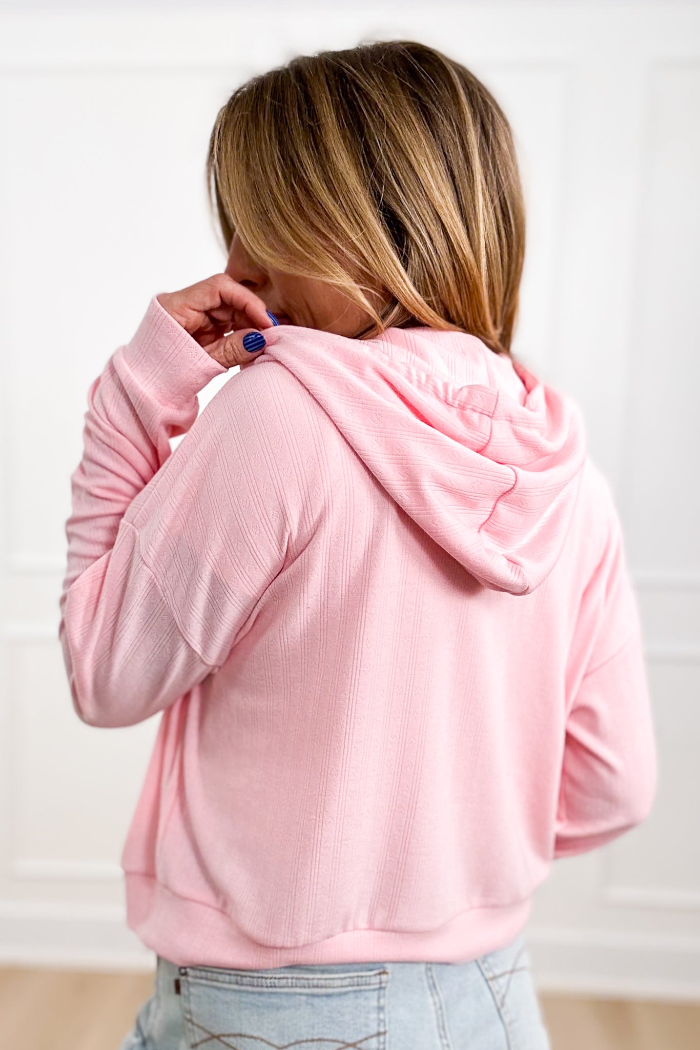 Knit Long Sleeve Zip-Up Hoodie Top