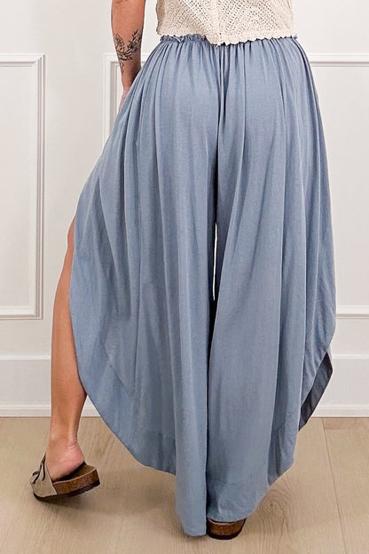 Elastic Waist Wide Leg Tulip Hem Pants