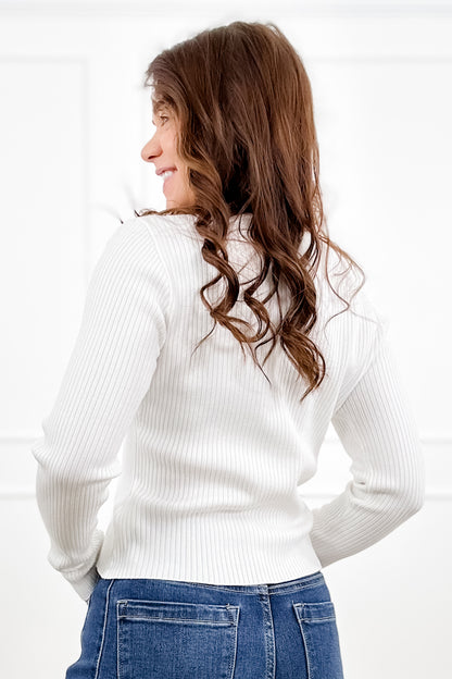 Ribbed Long Sleeve Button Down Cardigan with Lace Trim