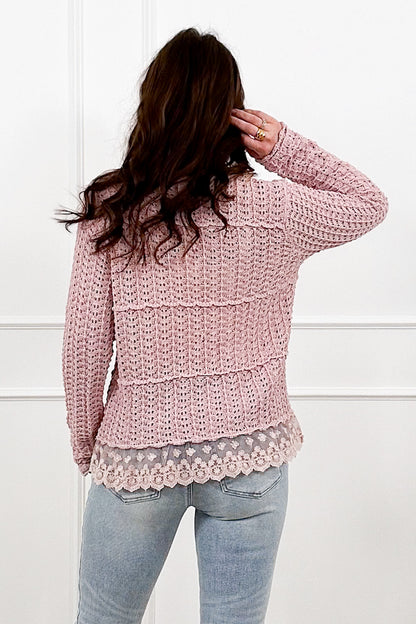Crochet Long Sleeve Button Up Cardigan Sweater