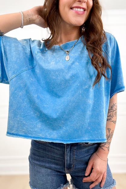 Door Buster! Zenana Acid Washed Round Neck Crop Tee