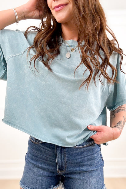 Door Buster! Zenana Acid Washed Round Neck Crop Tee