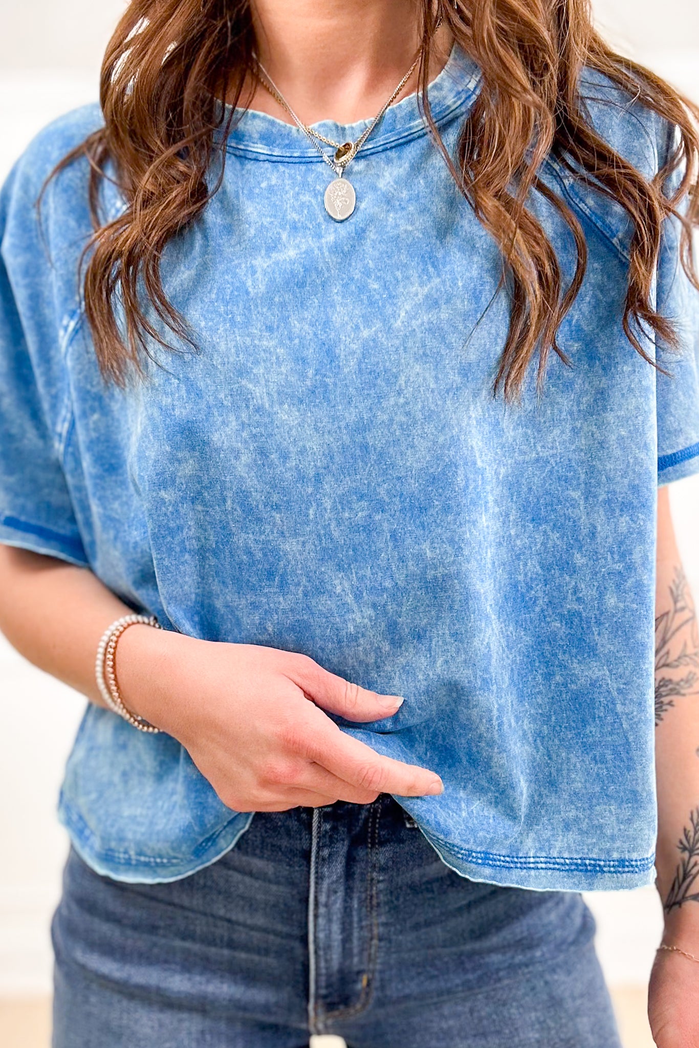 Door Buster! Zenana Acid Washed Round Neck Crop Tee