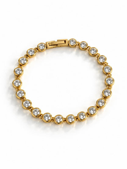 Gold Crystal Tennis Bracelet - Freckled Poppy