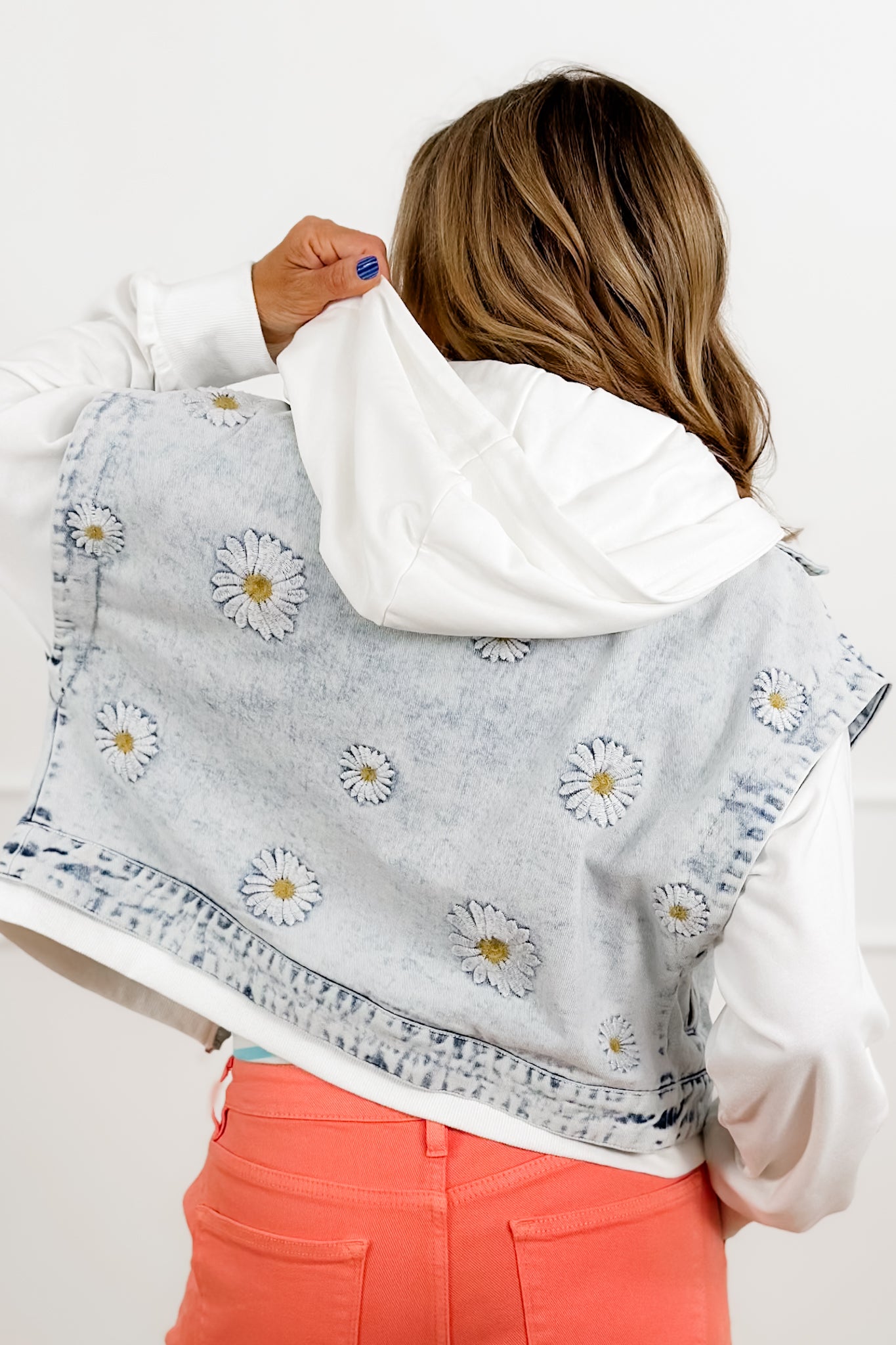 Embroidered Daisy Long Sleeve Layered Jacket