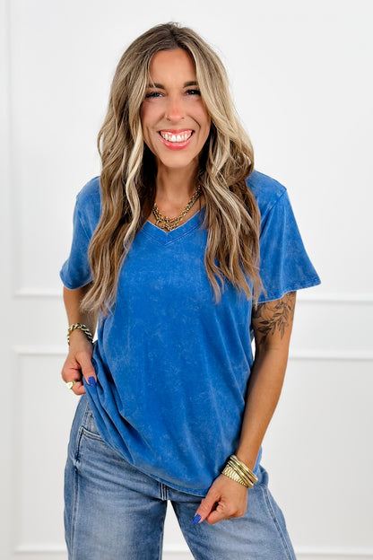 Door Buster! Zenana Washed Short Sleeve V-Neck Top