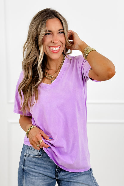 Door Buster! Zenana Washed Short Sleeve V-Neck Top