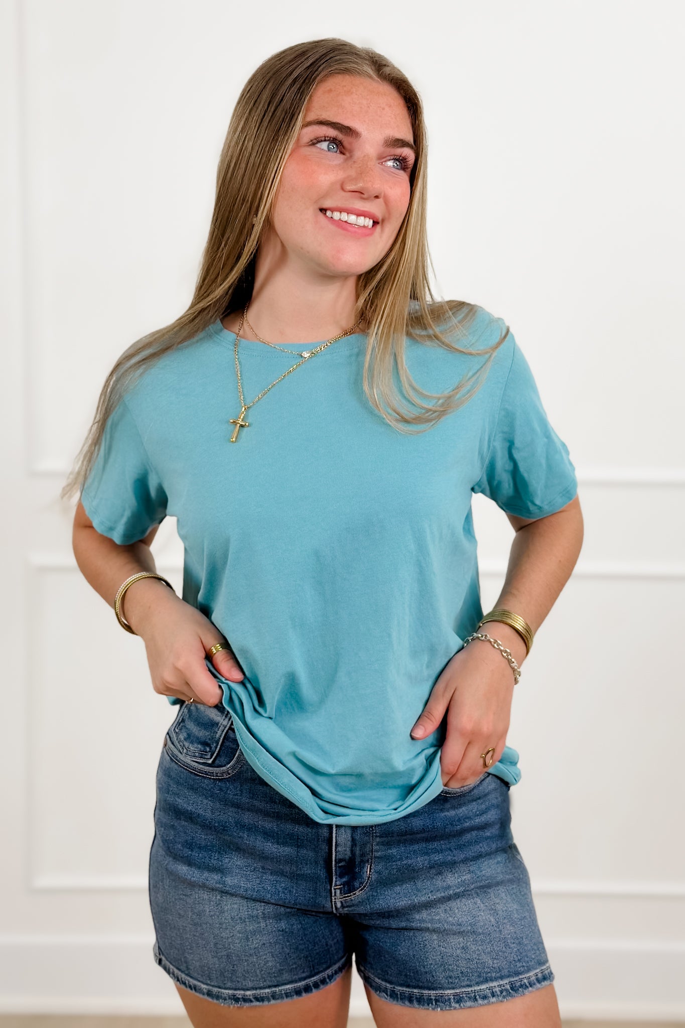 Door Buster! Plus/Reg Zenana Cotton Boyfriend Round Neck Tee