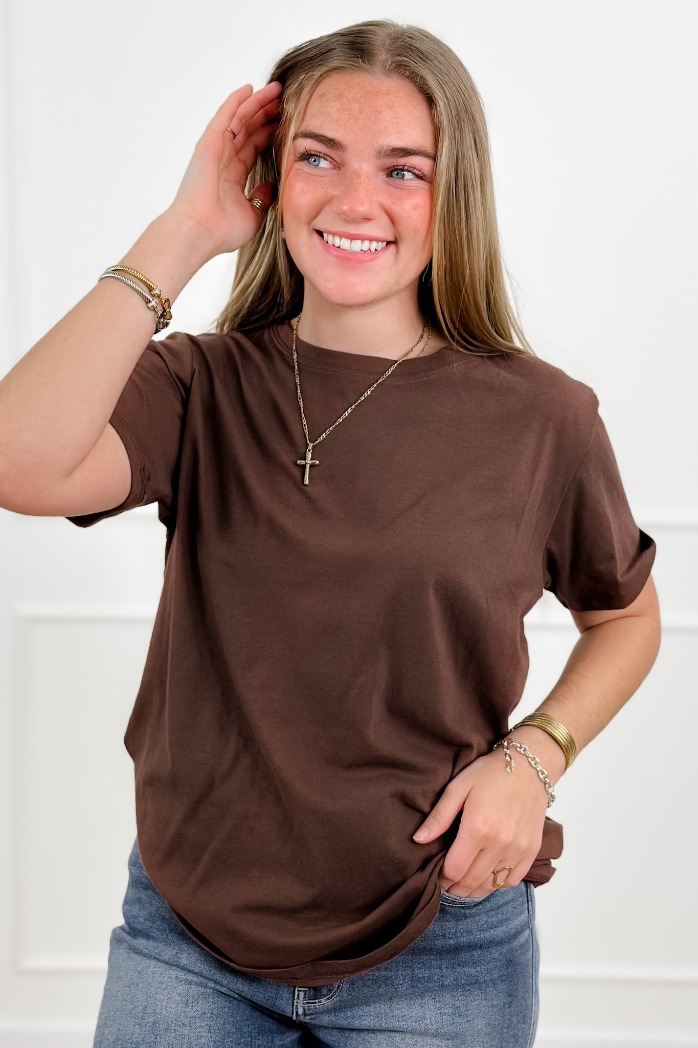 Door Buster! Plus/Reg Zenana Cotton Boyfriend Round Neck Tee