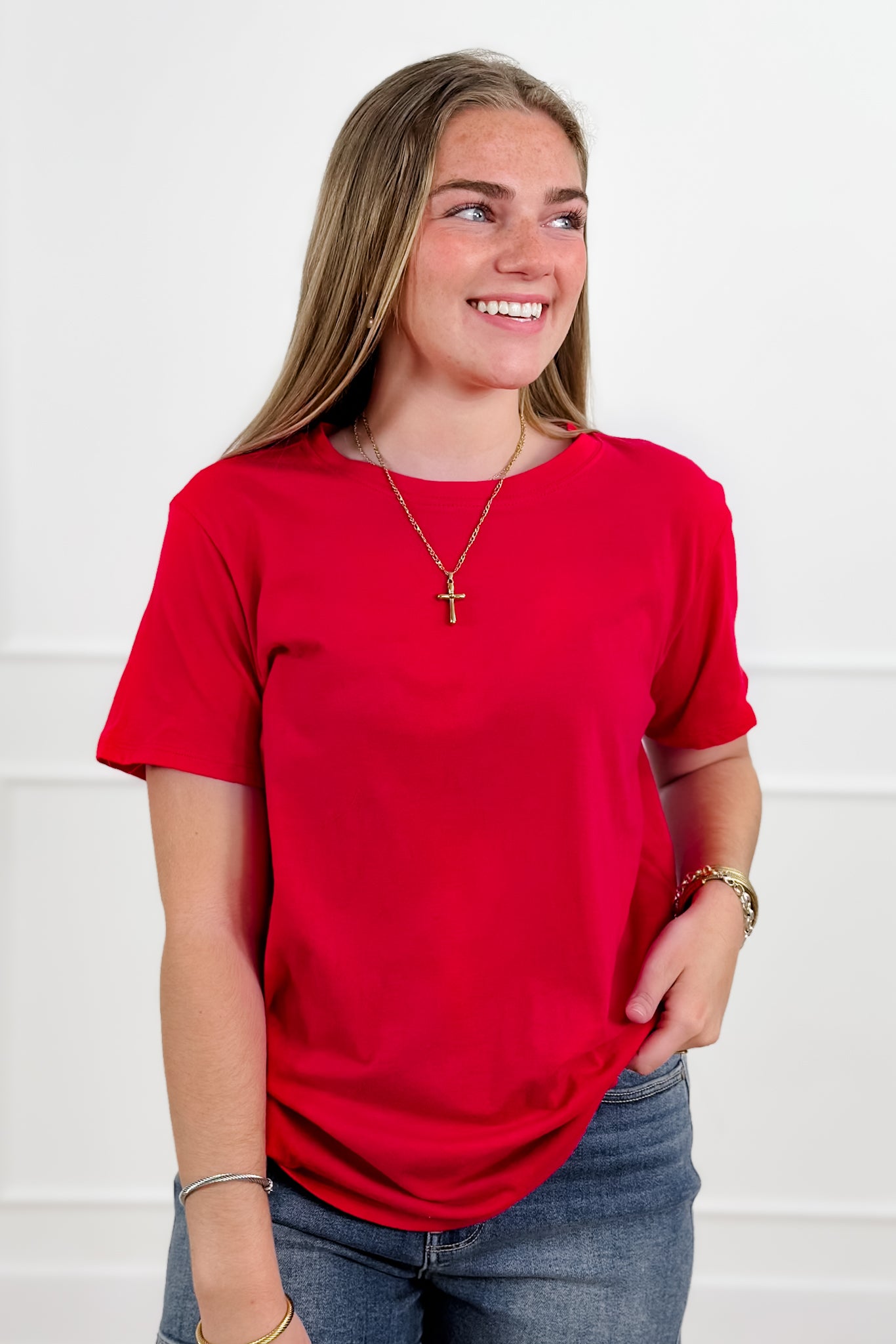 Door Buster! Plus/Reg Zenana Cotton Boyfriend Round Neck Tee