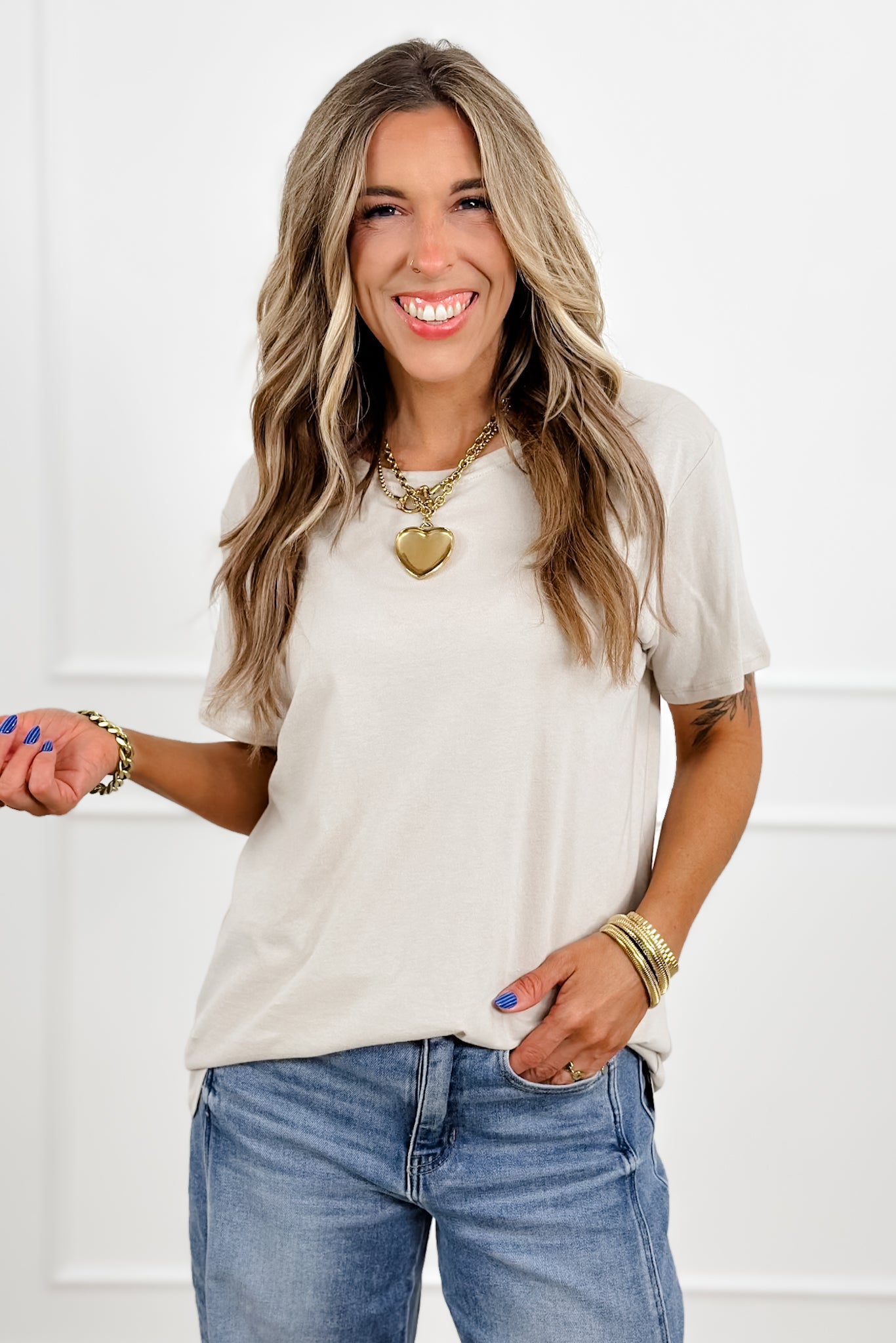 Door Buster! Plus/Reg Zenana Cotton Boyfriend Round Neck Tee