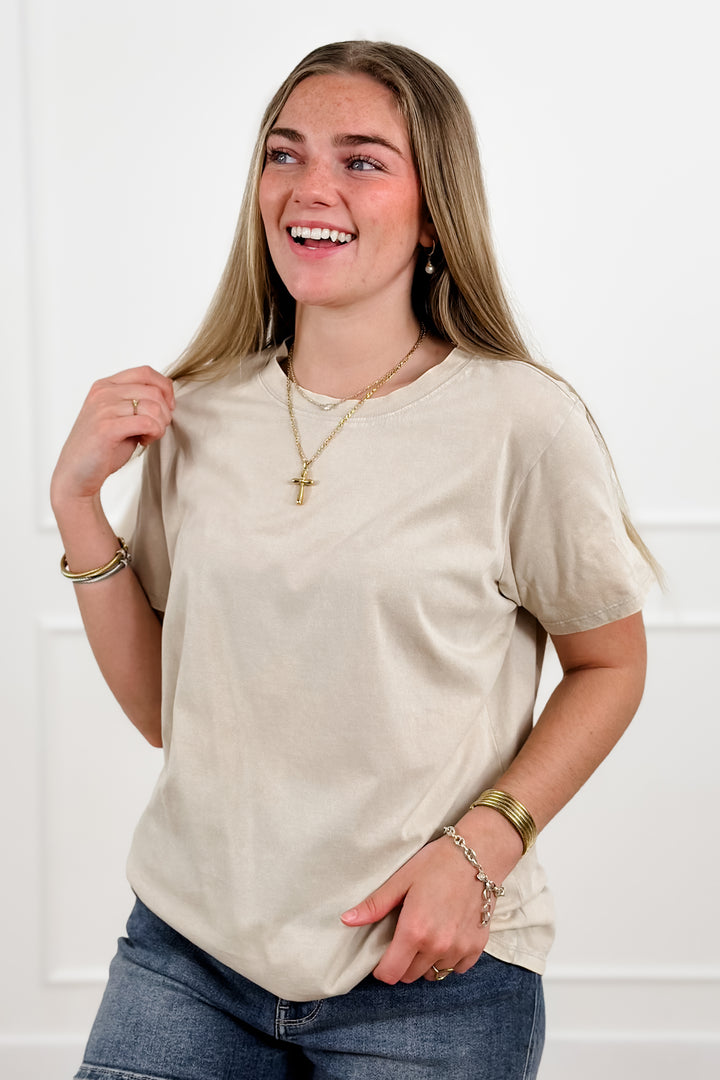 Door Buster! Zenana Washed Short Sleeve Top - Freckled Poppy