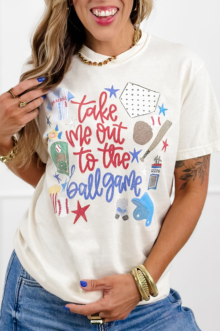 Plus/Reg Short Sleeve "Take Me Out To The Ballgame" Baseball Graphic Tee