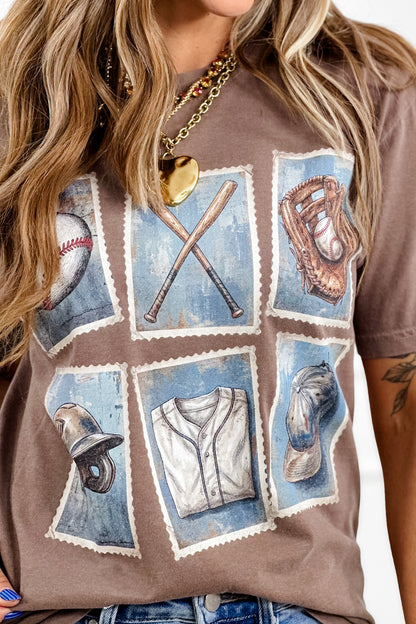 Plus/Reg Short Sleeve Baseball Vintage Stamps Graphic Tee