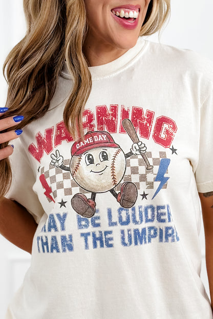 Plus/Reg Short Sleeve "Warning..." Baseball Graphic Tee