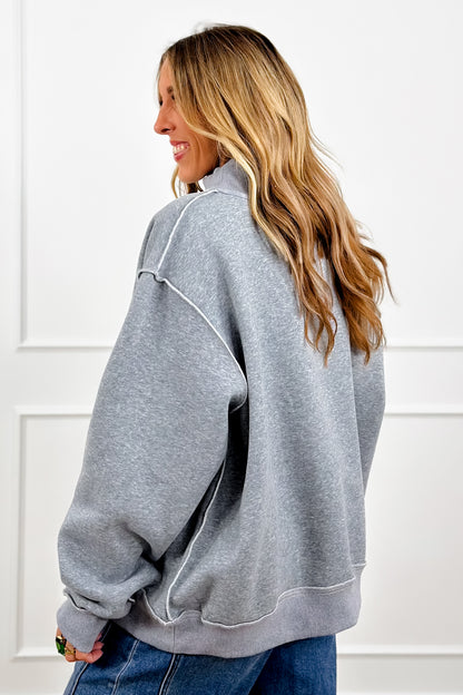 Long Sleeve Reversible Mock Neck Football/Gameday Graphic Pullover Sweatshirt - Freckled Poppy