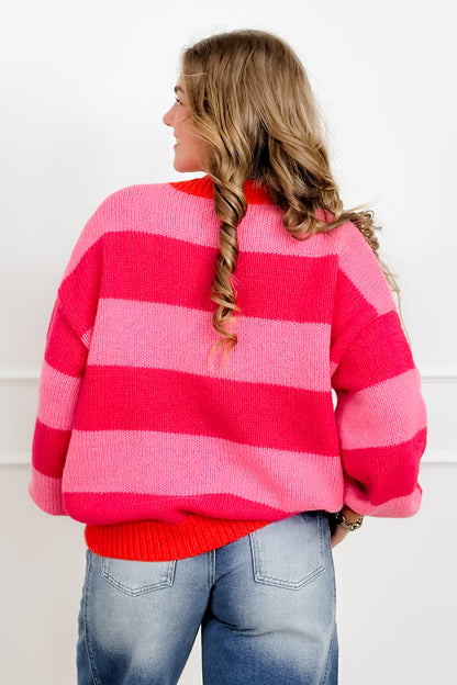 Wide Stripe Long Sleeve Pullover Sweater