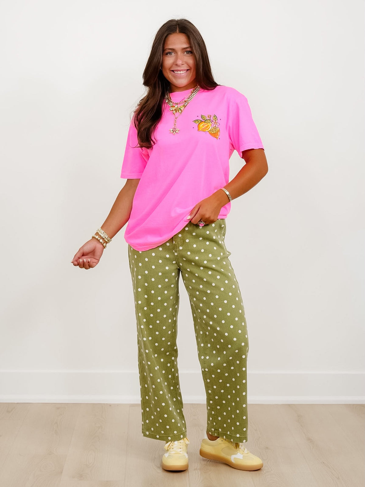 Plus/Reg Short Sleeve Neon Pink "Easy Peasy Lemon Squeezy" Graphic Tee