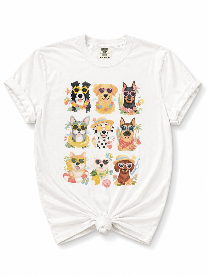 Plus/Reg Short Sleeve Summer Vibes Dogs Graphic Tee