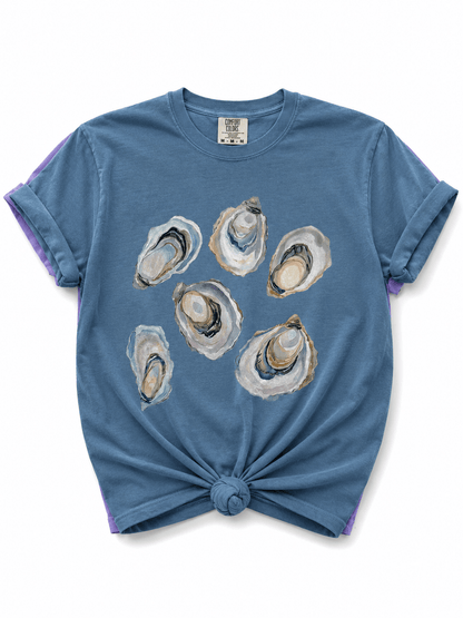 Plus/Reg Short Sleeve Watercolor Oyster Shells Graphic Tee - Freckled Poppy
