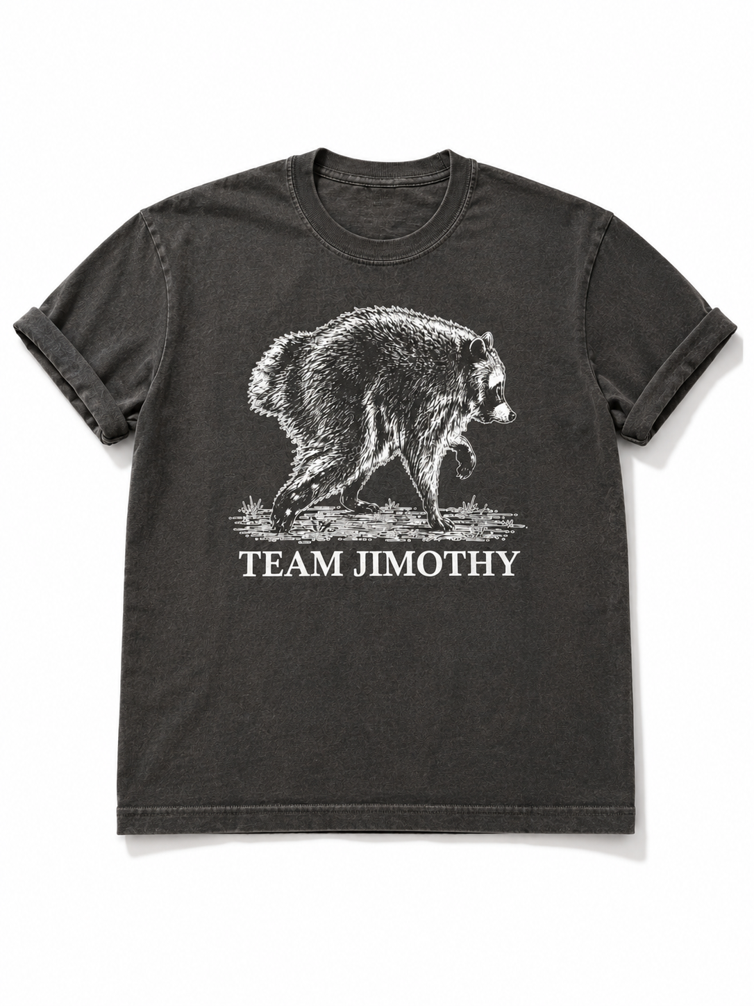 Plus/Reg Short Sleeve "Team Jimothy" the Raccoon Graphic Tee