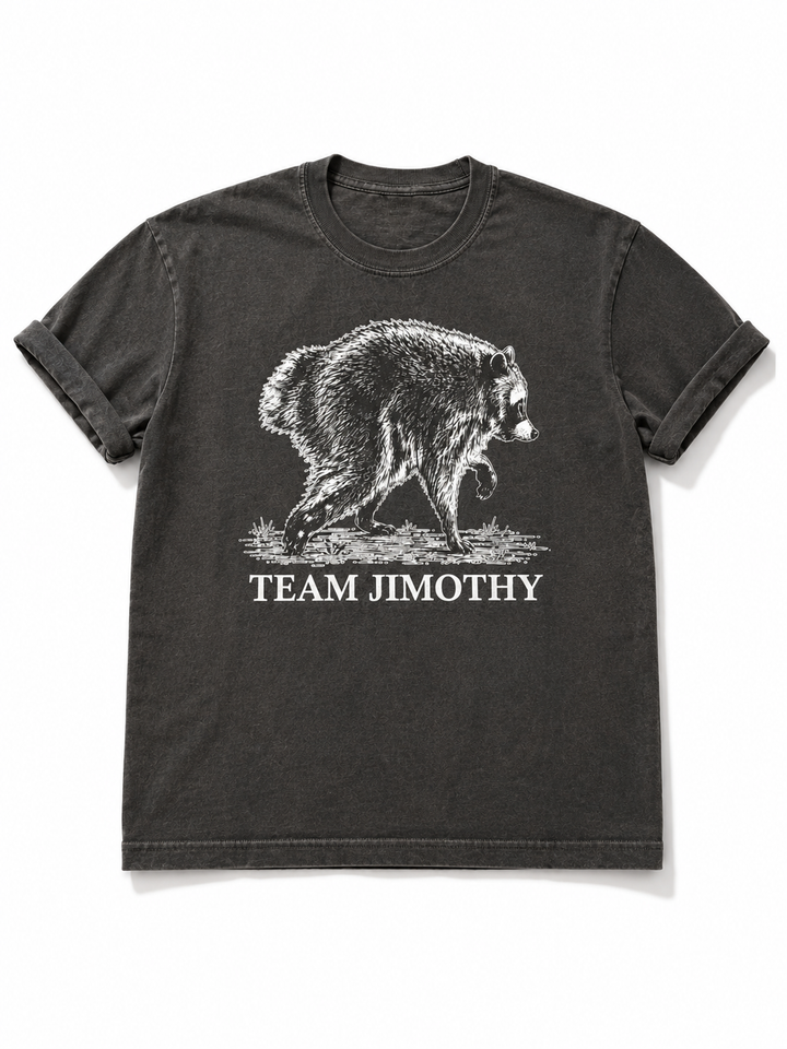 Plus/Reg Short Sleeve "Team Jimothy" the Raccoon Graphic Tee